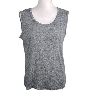 Rafaella Black & Gray Space Dye Silver Stud Tank Top Size Large